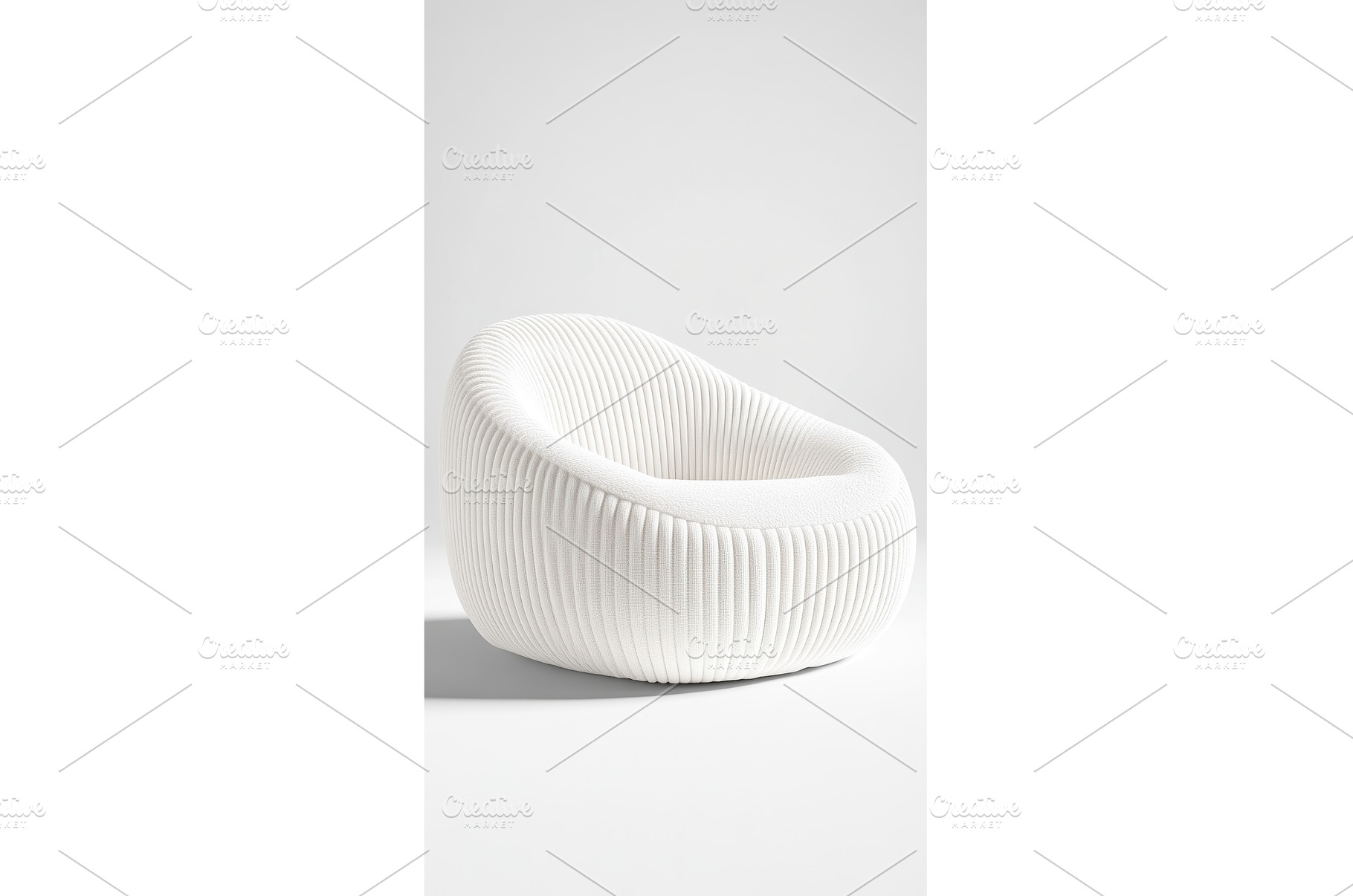 Upholstered Round Chair with Ribbed, an Architecture Photo by Lermont51