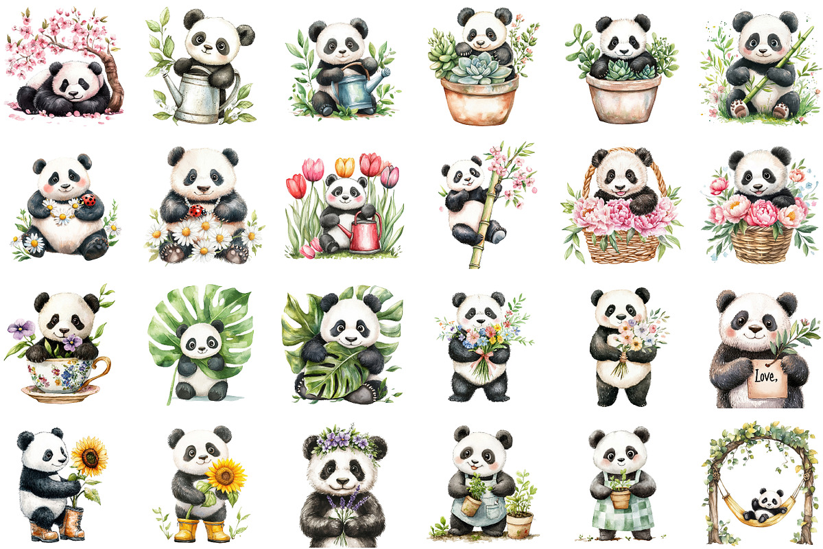 Panda Garden Clipart, an Illustration by Sublimation Artist (Photo 2 of 6)