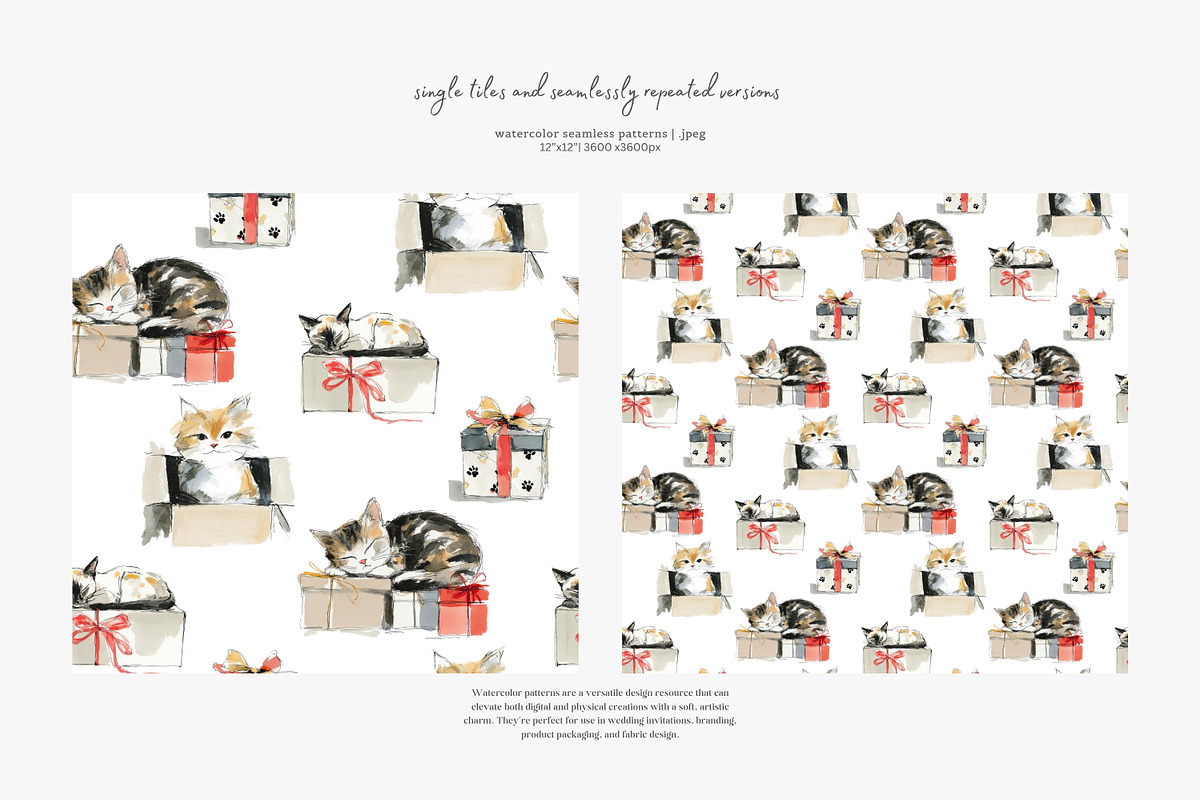 Christmas cats seamless pattern set, a Pattern Graphic by Patishop Art (Photo 8 of 9)