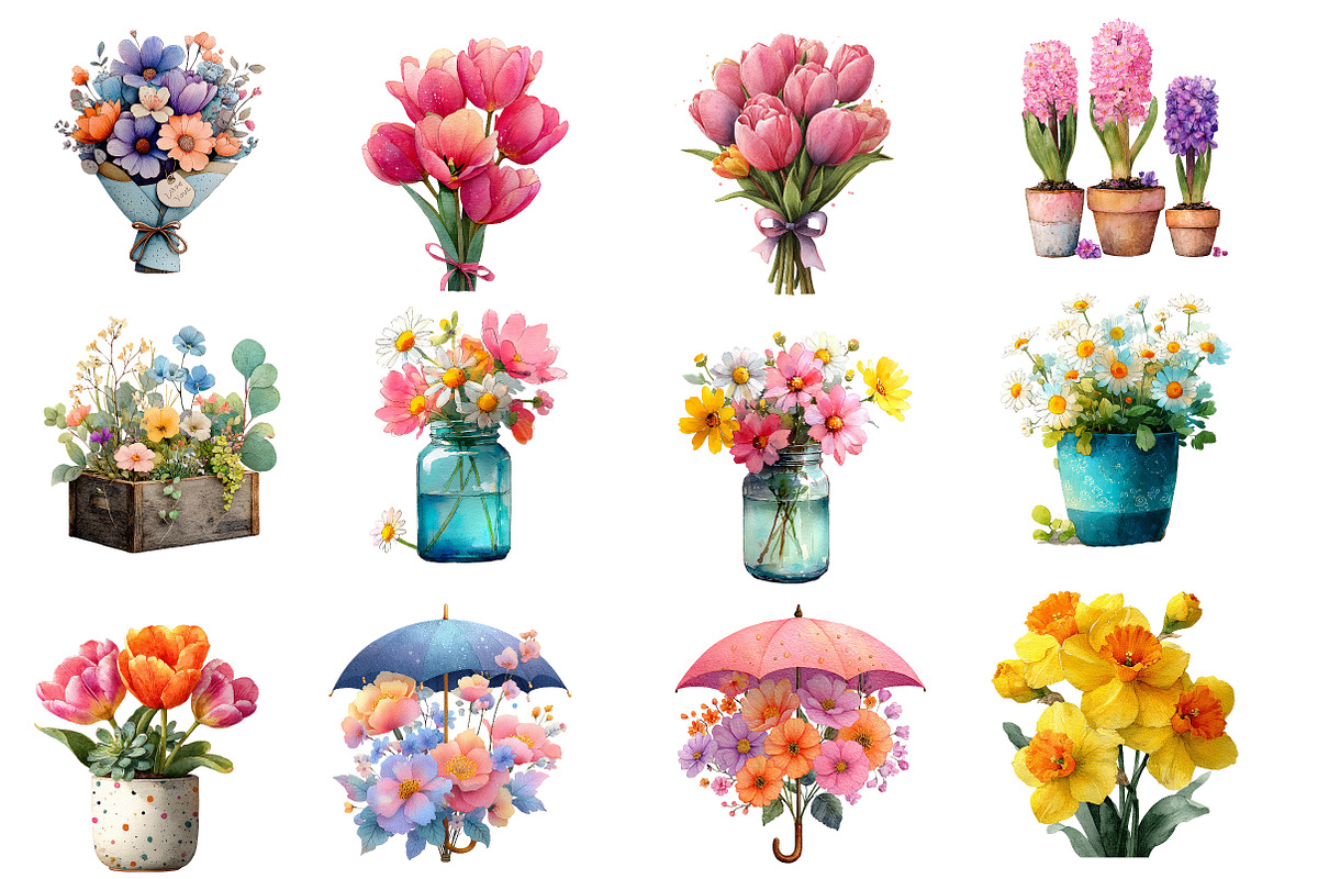 Whimsical Flowers Spring Clipart Bun, an Illustration by Designworld (Photo 5 of 8)