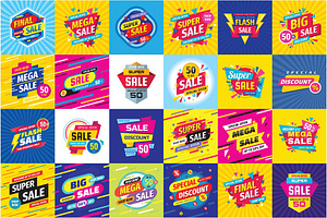 Sale Discount Vector Banner Set