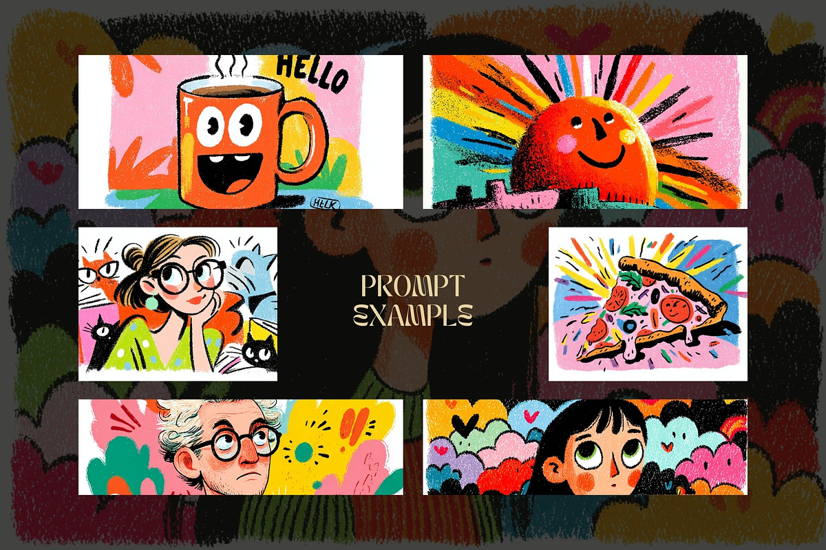 Playful Crayon Illustration Prompt, a Decorative Illustration by Artimind Studio (Photo 4 of 9)