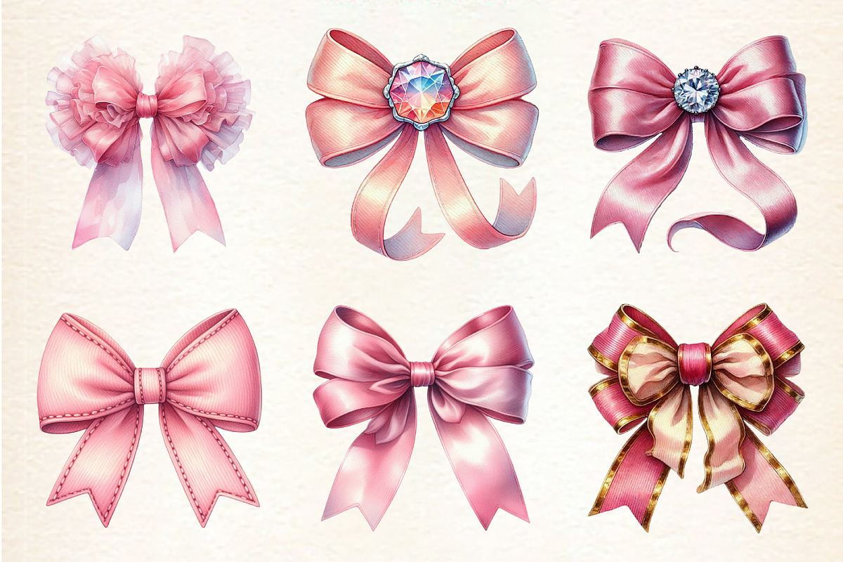 Coquette Pink Bow Clipart, an Illustration by DreamArtGraphic (Photo 3 of 4)