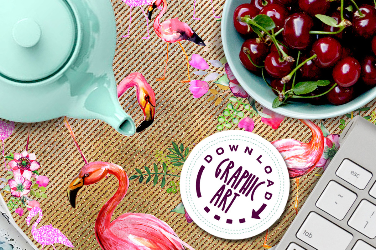 Flamingo Digital Pattern Paper Set, an Illustration by Download Graphic Art (Photo 9 of 9)