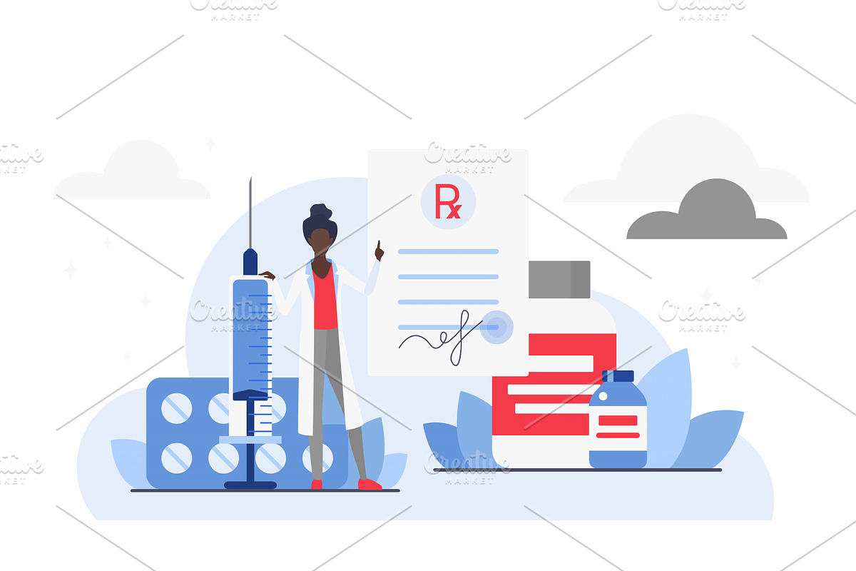 Doctor holding prescription medical, an Object Illustration by Lemberg Vector