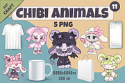 Chibi animals 11. Tshirt, PNG, an Animal Illustration by KENO Mascots (Thumbnail 1 of 6)