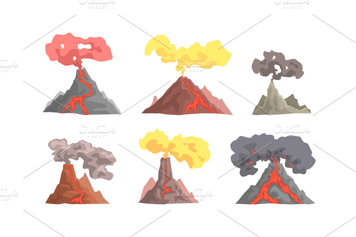 Volcano Eruption Collection, Magma, an Illustration by TopVectors