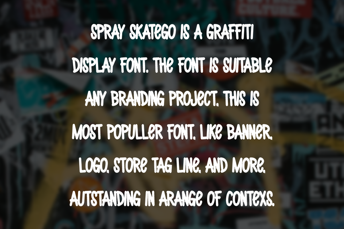 Spray Skatego - Urban Graffiti Font, a Sans Serif Font by QR Design Studio (Photo 4 of 6)