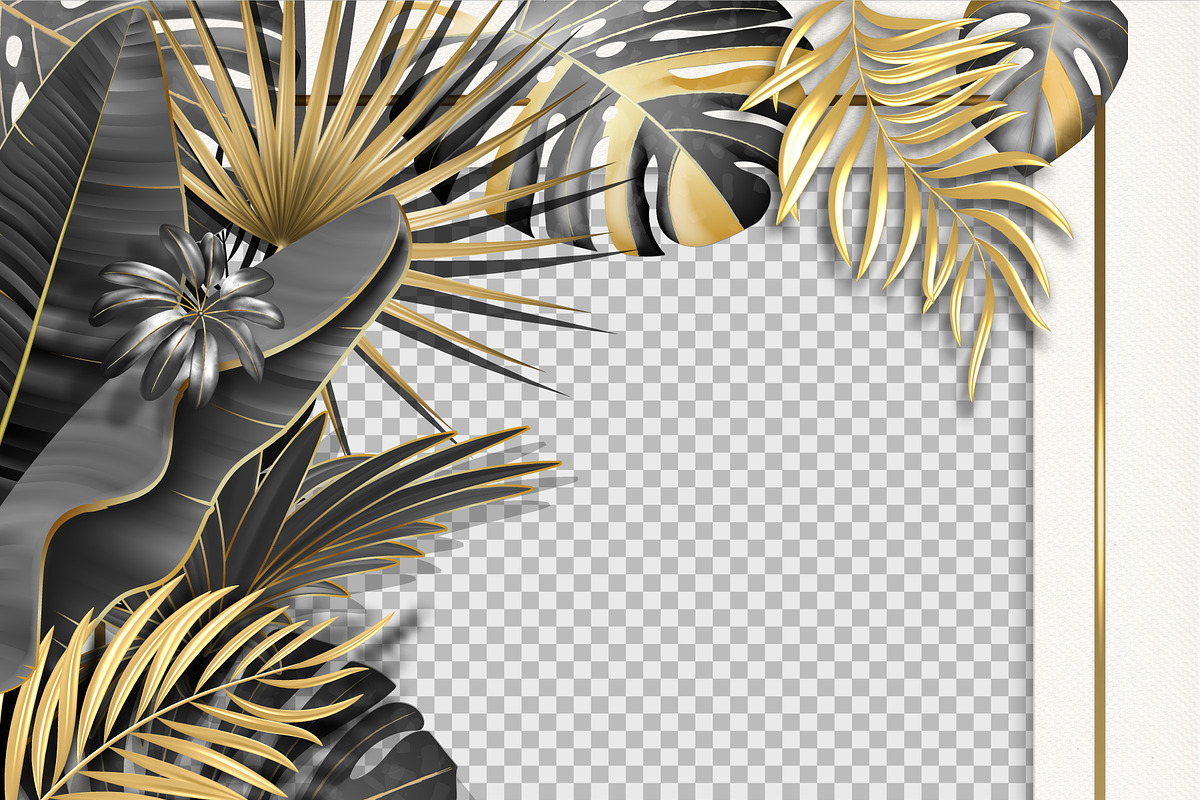 Botanical Tropical Leaves Frames, a Decorative Illustration by leezarius (Photo 4 of 7)
