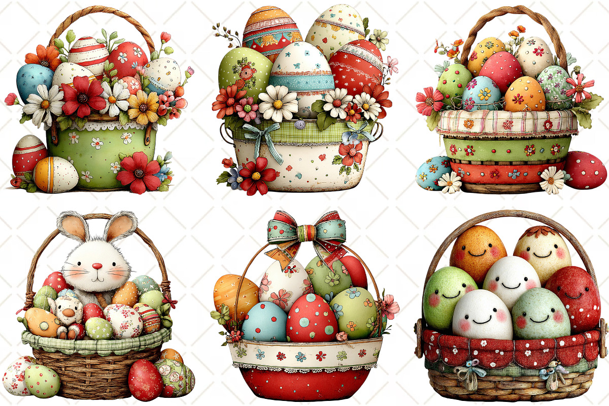 Whimsical Eggs Basket Clipart, an Illustration by Black Bird Studio (Photo 3 of 5)