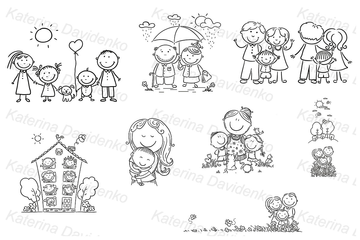 Happy cartoon families bundle, an Illustration by Bubert Art (Photo 5 of 5)