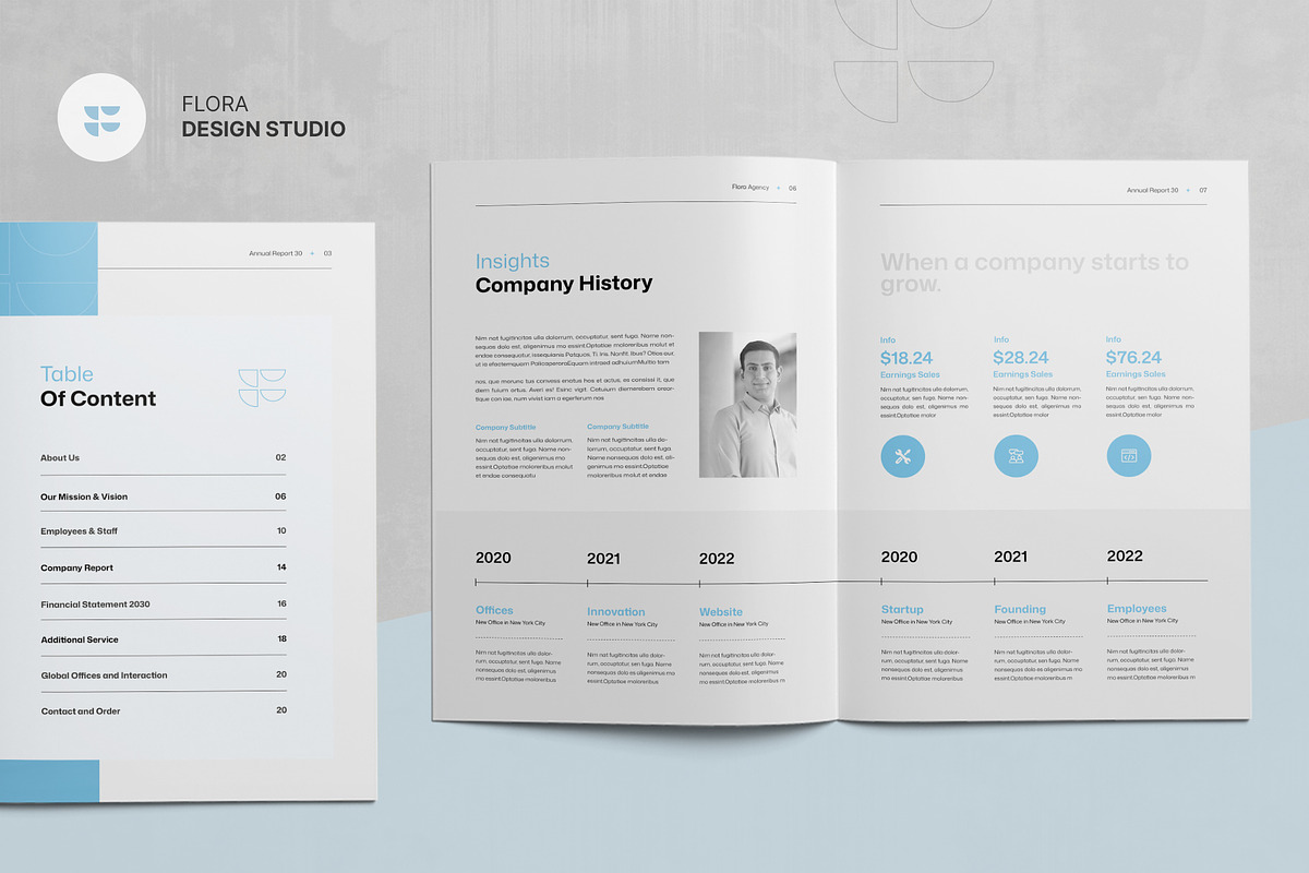 FLORA | Annual Report Template, a Brochure Template by KreateTribe (Photo 3 of 9)