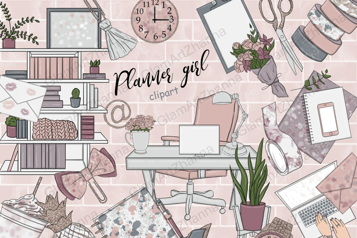 Planner Girl Clipart, a Work Illustration by GlamArtZhanna (Photo 1 of 3)