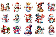 Christmas Snowman Watercolor Clipart, an Illustration by Designking (Thumbnail 3 of 5)