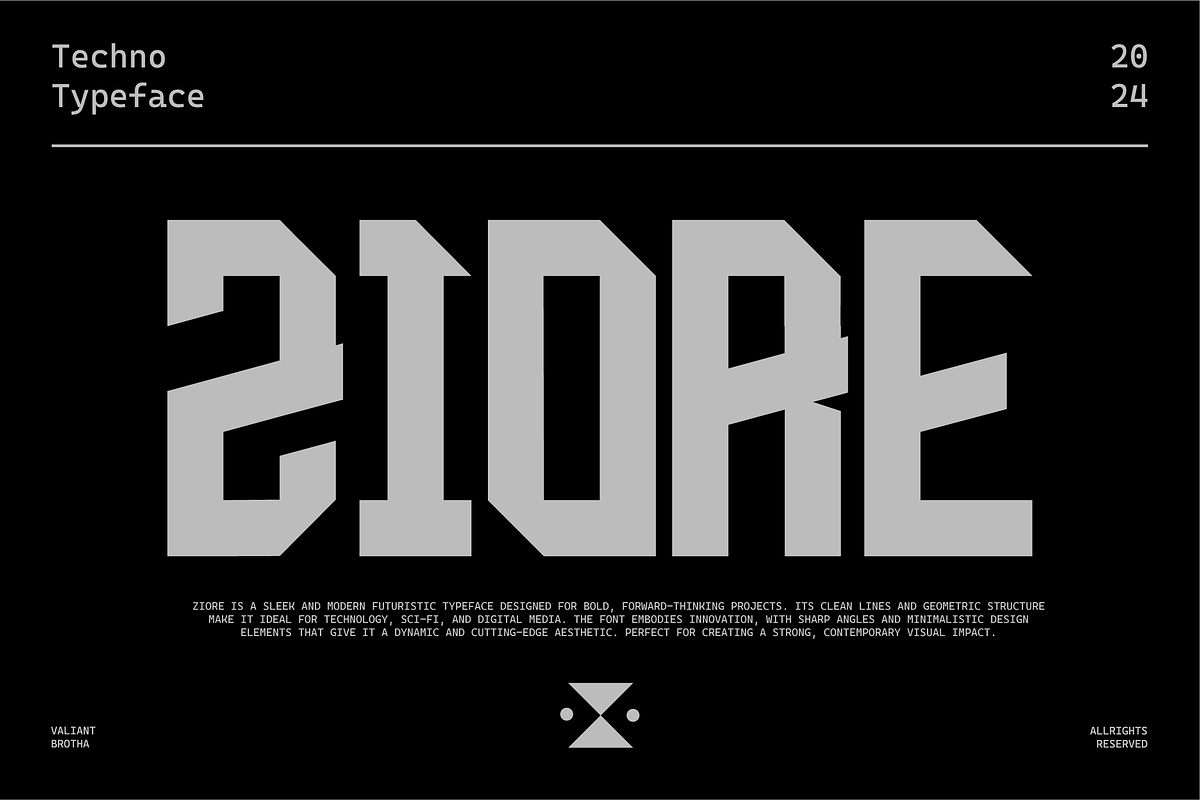 VB Ziore - Futuristic Font, a Sans Serif Font by VALIANTBROTHA (Photo 1 of 9)