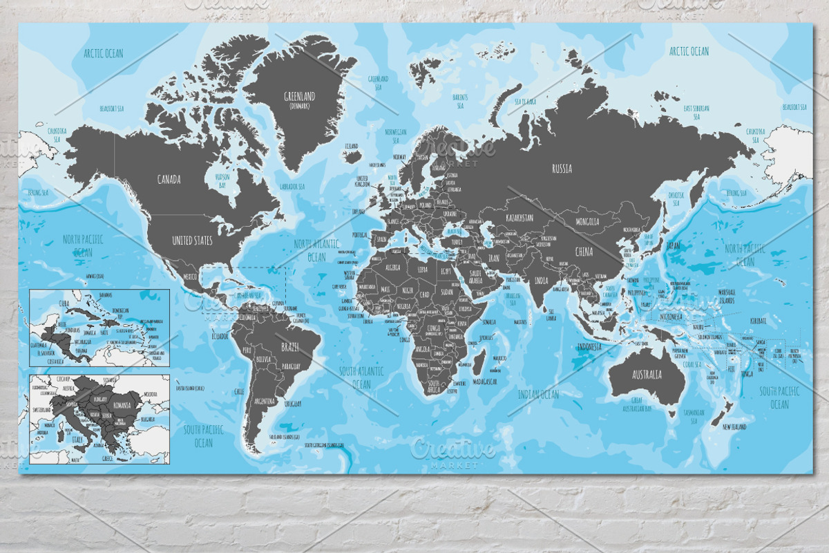 6x Illustrated Vector World Maps, an Illustration by asantosg (Photo 7 of 9)