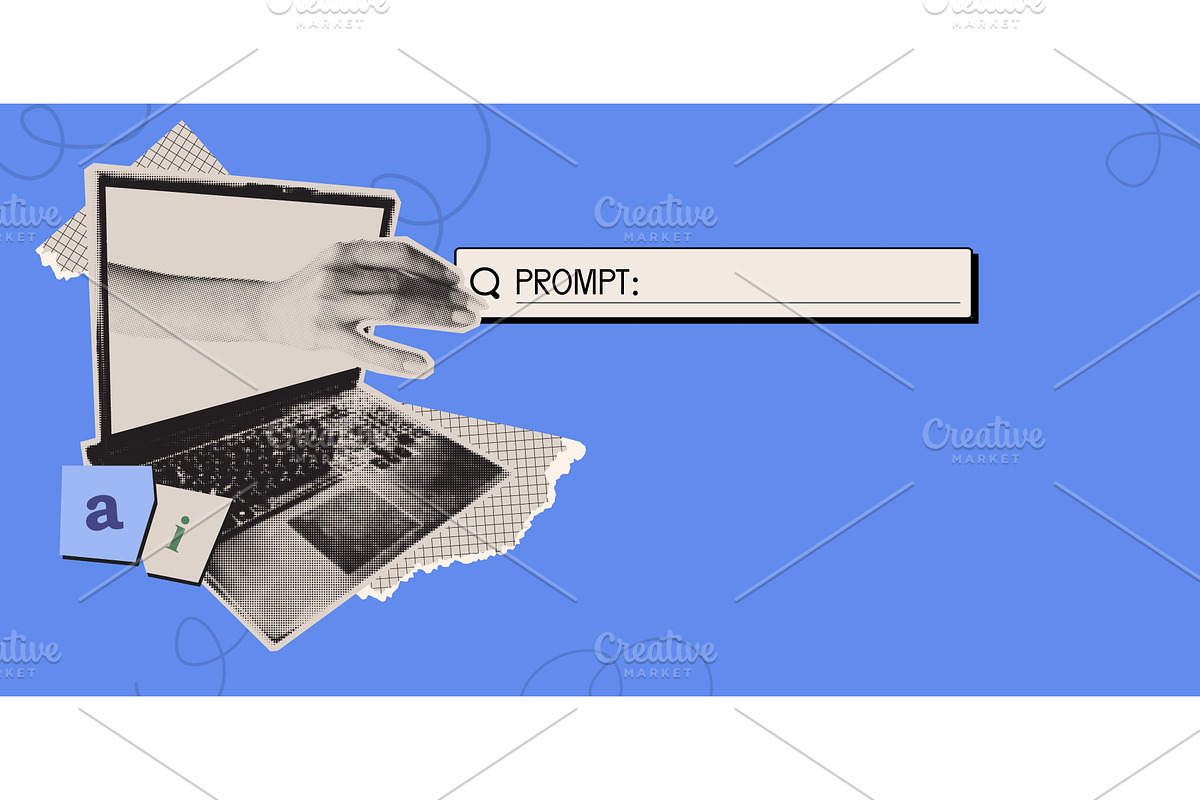 Modern AI technology collage with, a Technology Illustration by art PVP - market