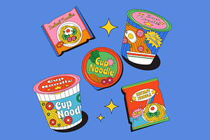 Blue Instant Noodles Illustration, a Food Illustration by graphicook