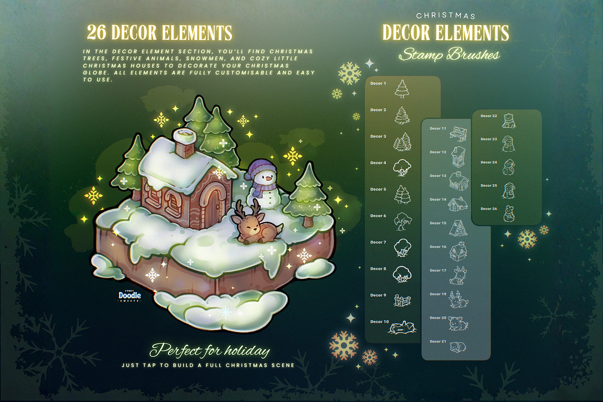 Christmas Globe Procreate Brush Set, a Brush Add-On by TheDoodleSweets (Photo 4 of 5)