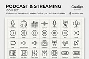 Podcast Streaming Outline Icons, an Outline Icon by adenpinkstore (Thumbnail 1 of 5)