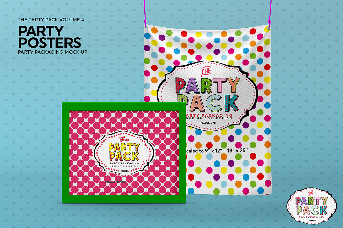 Party Posters and Banners MockUp, a Cups & Container Mockup by INCDesign (Photo 3 of 7)