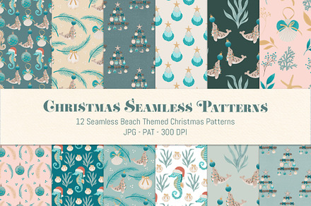 Coastal Christmas Seamless Patterns