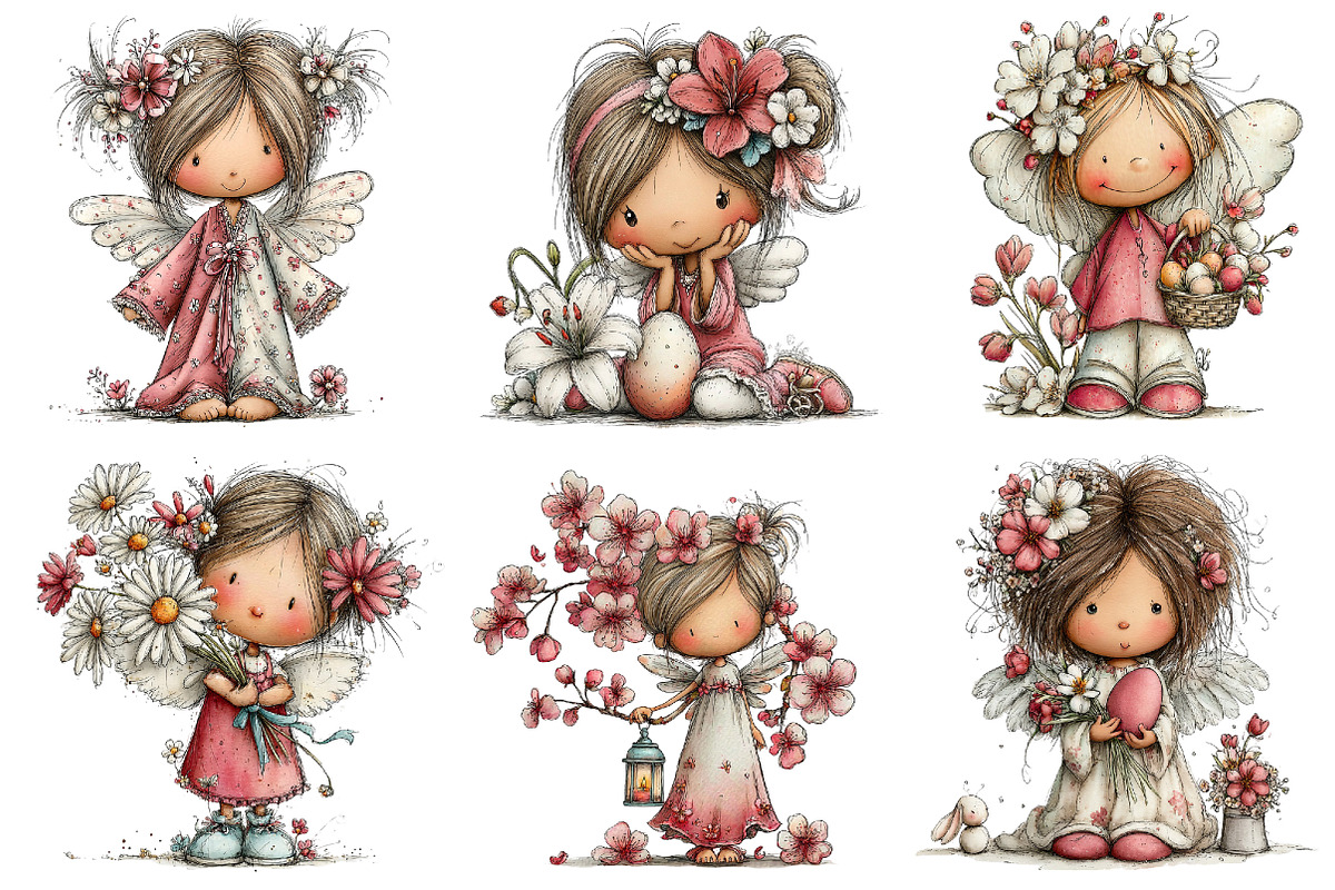 Whimsical Easter Angels Clipart, an Illustration by Dream Creation (Photo 7 of 7)