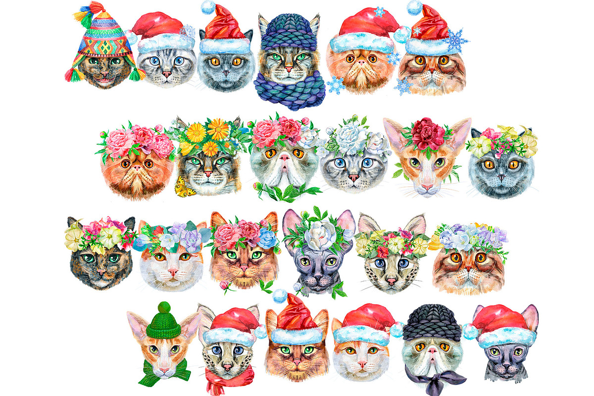 Watercolor borders from cats, an Animal Illustration by Watercolor fantasy (Photo 3 of 9)