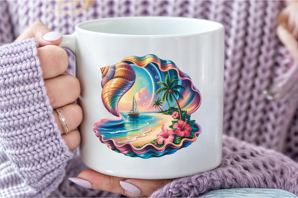 Beach Paradise Inside Seashell PNG, an Illustration by Libby Wishes (Photo 6 of 6)