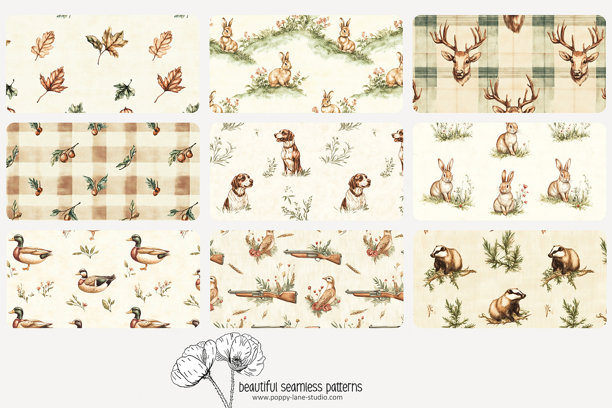 70 vintage hunting seamless pattern, a Pattern Graphic by Poppy Lane Studio (Photo 9 of 10)