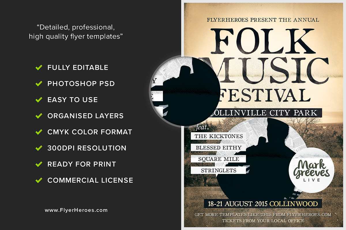 Folk Music Flyer Template, a Flyer Template by FlyerHeroes (Photo 2 of 4)