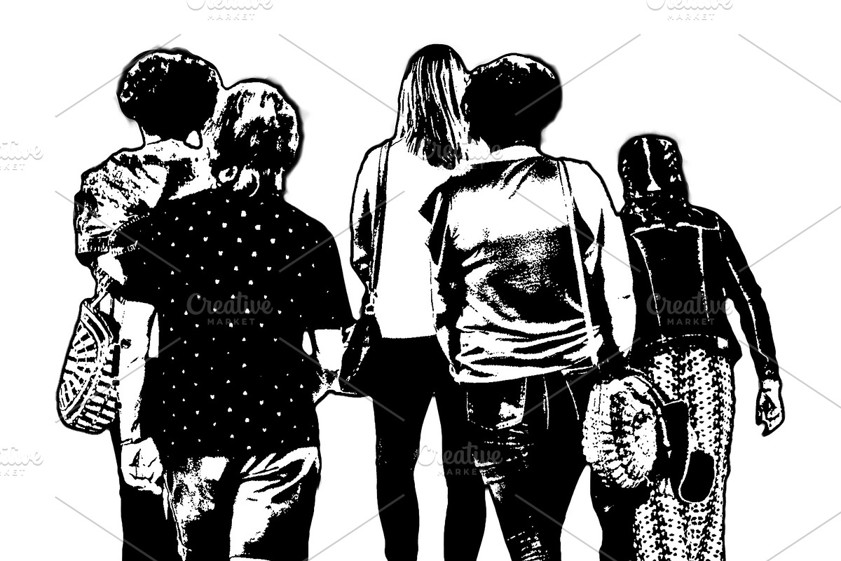 Isolated graphic of diverse group of women walking, a Person Illustration by DanFLCreativo