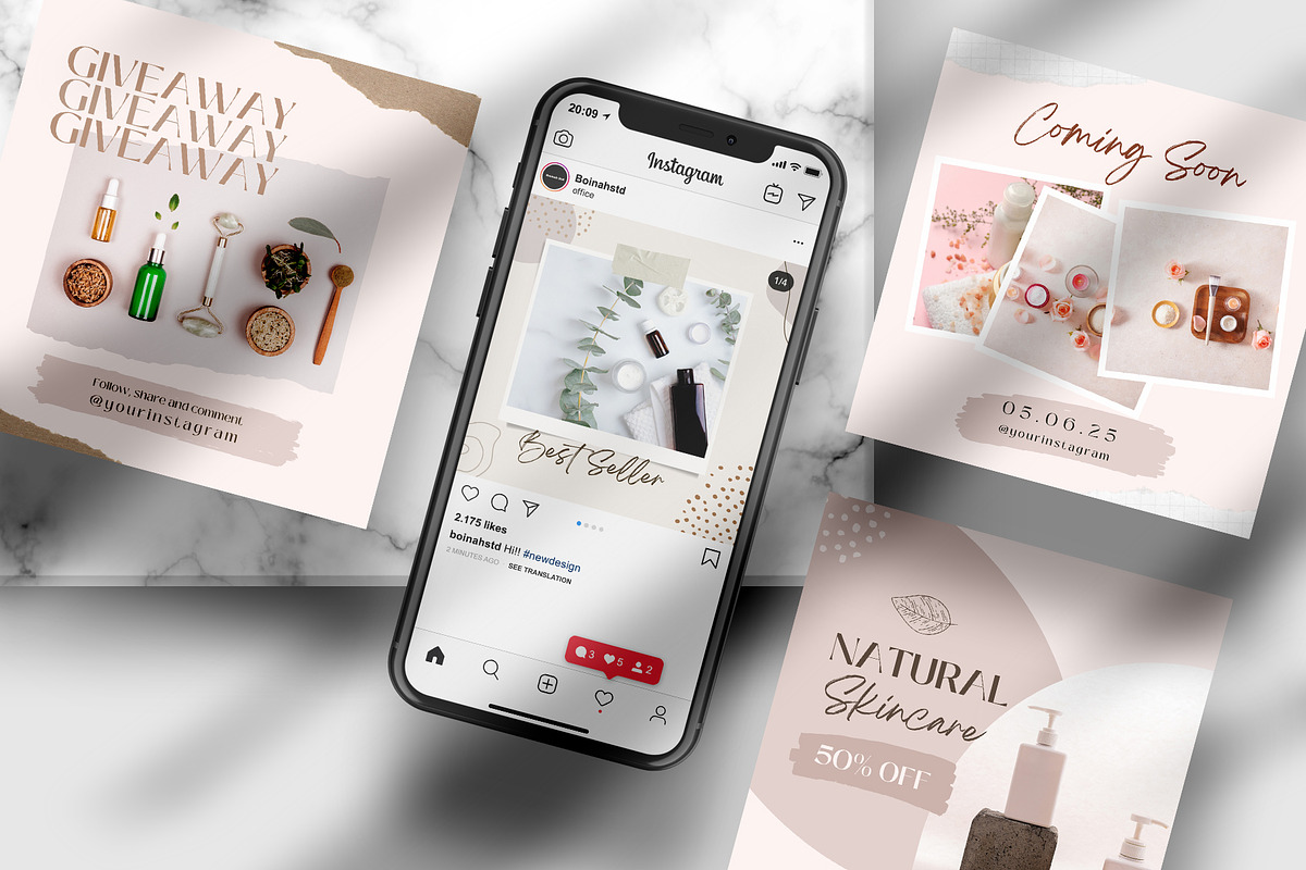 Skincare Instagram Post Canva, a Social Media Template by Boinah Studio (Photo 5 of 6)