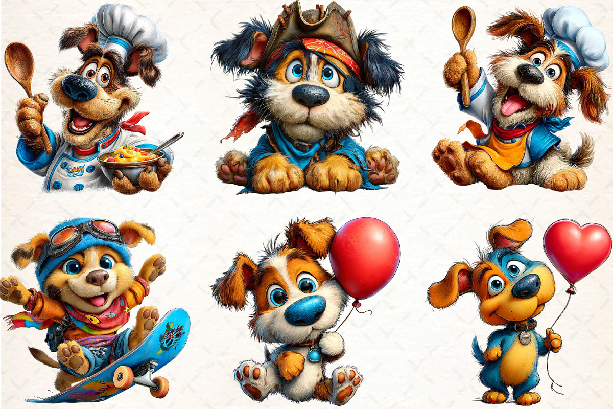 Funny Dog Clipart Bundle, an Illustration by DreamCafeArt (Photo 8 of 8)