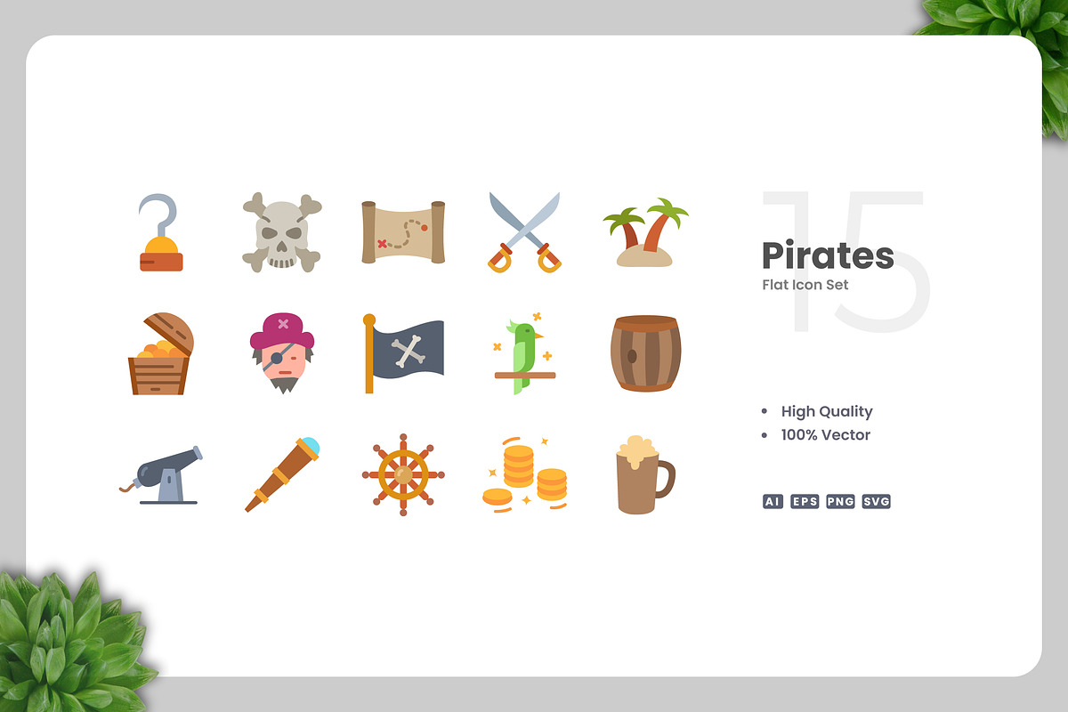 Pirates Flat Icons, an Icon by Upnowgraphic