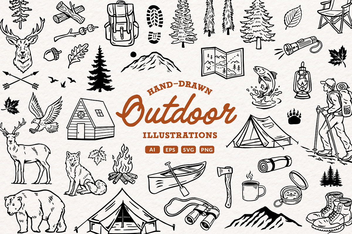 Hand-drawn Outdoor Illustrations, an Object Illustration by cd-design.co (Photo 1 of 8)