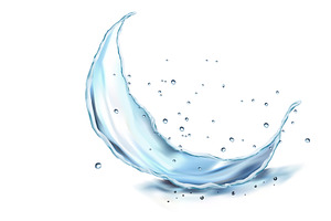 Tansparent water splashes, drops