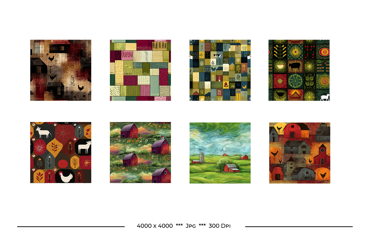 On The Farm Retro Art Style Patterns, a Pattern Graphic by karenfoleyphoto (Photo 16 of 18)