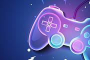 Neon Future Game Pad Background, a Technology Illustration by Black White Mouse Design (Thumbnail 3 of 3)