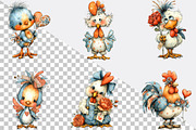 Whimsical Chicken Valentine Clipart, an Illustration by SVGArt (Thumbnail 3 of 8)