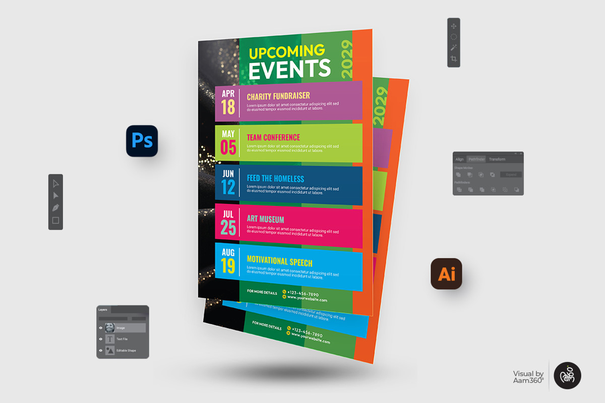 Events Schedule Flyer Template, a Flyer Template by Aam360
