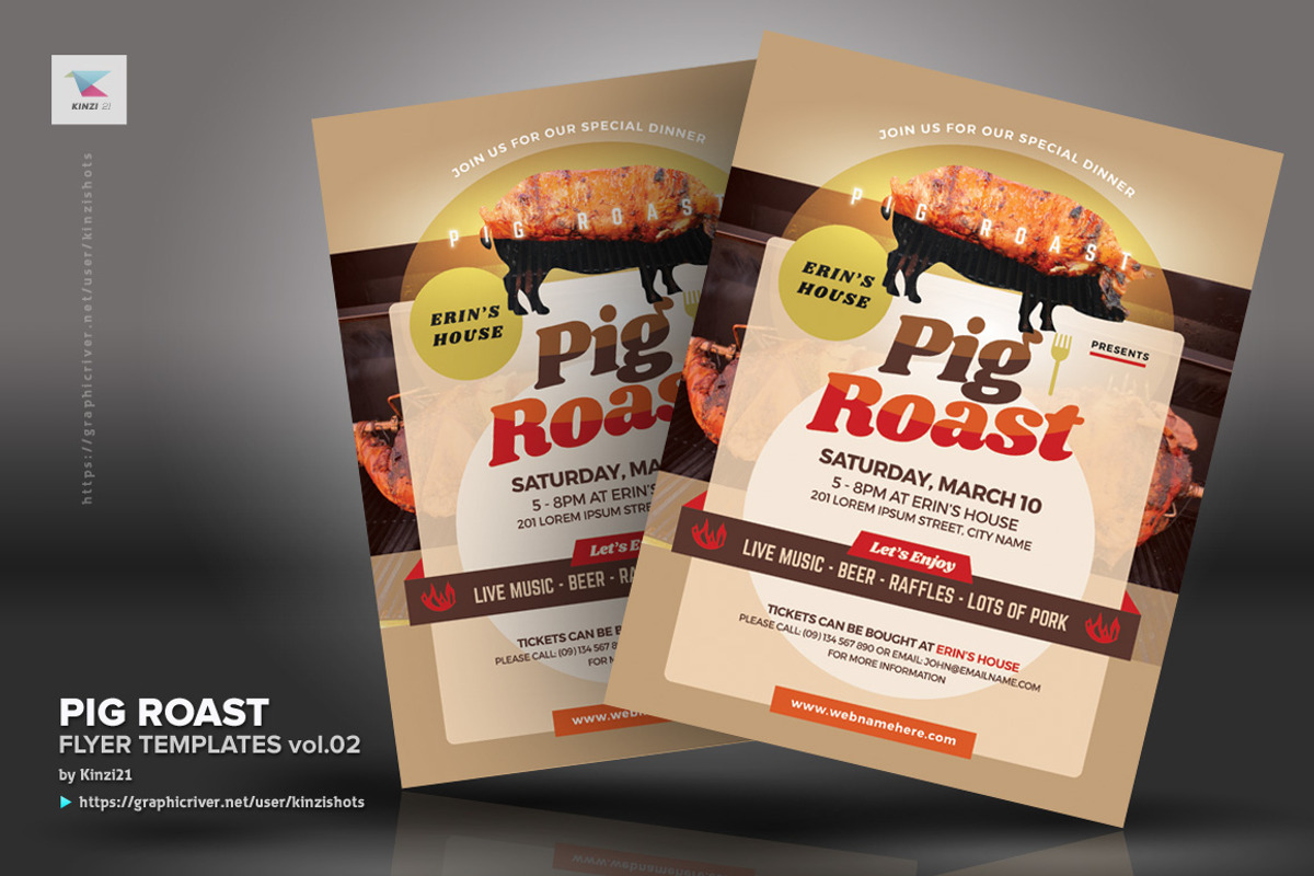Pig Roast Flyer Templates vol.02, a Flyer Template by kinzi21