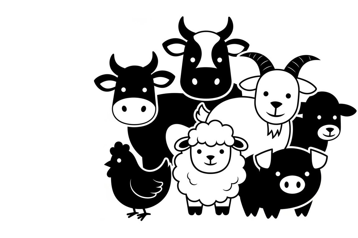 Cute Farm Animal Silhouette Bundle, an Illustration by hafijul (Photo 15 of 51)
