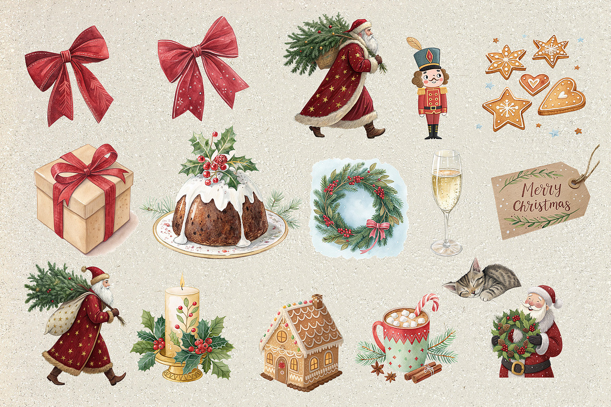 Cozy Christmas Holiday Set, a Seasonal Illustration by RevintageStudio (Photo 2 of 6)