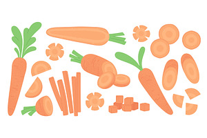 Cartoon carrots. Isolated carrot cut, a Food Illustration by LadadikArt
