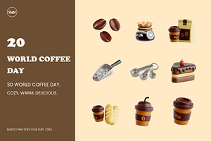 3D Coffee Day Icon, an Object 3D Model by SLAB! Design