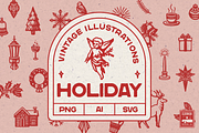 Vintage Holiday Christmas Graphics, a Seasonal Illustration by Eldorado Design Co. (Thumbnail 1 of 6)