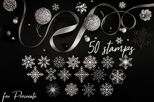 50 Snowflake Stamps For Procreate