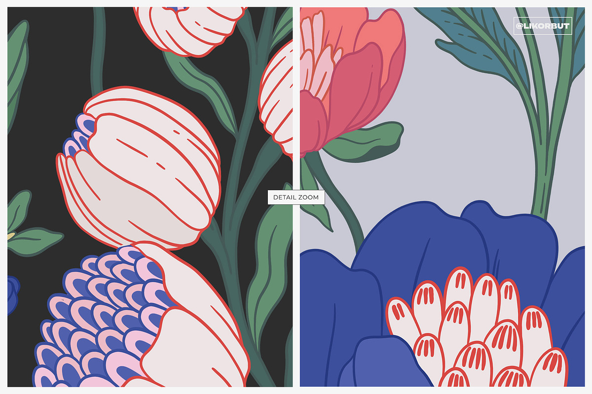 Modern Botanical Pattern and Plants, a Pattern Graphic by likorbut (Photo 4 of 15)