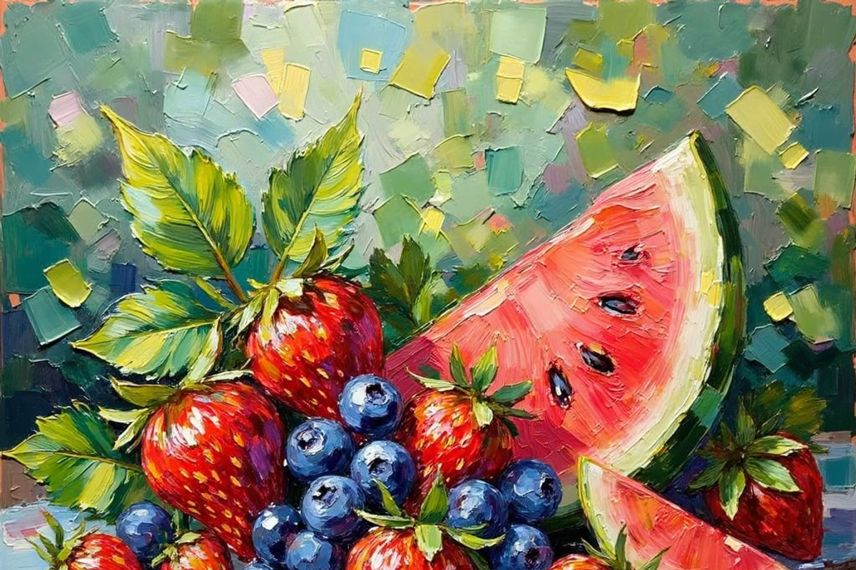 Tropical, Summer Fruit Oil Painting, a Food Illustration by PLUM&FIGS (Photo 1 of 22)